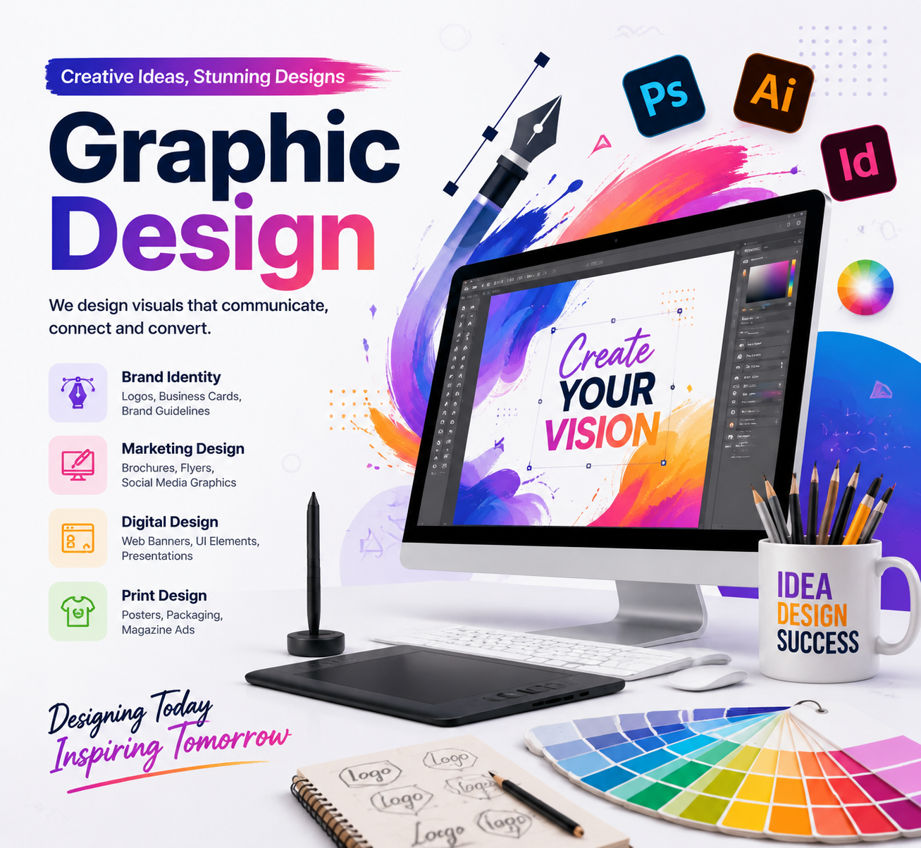 Professional graphic design and branding creative work